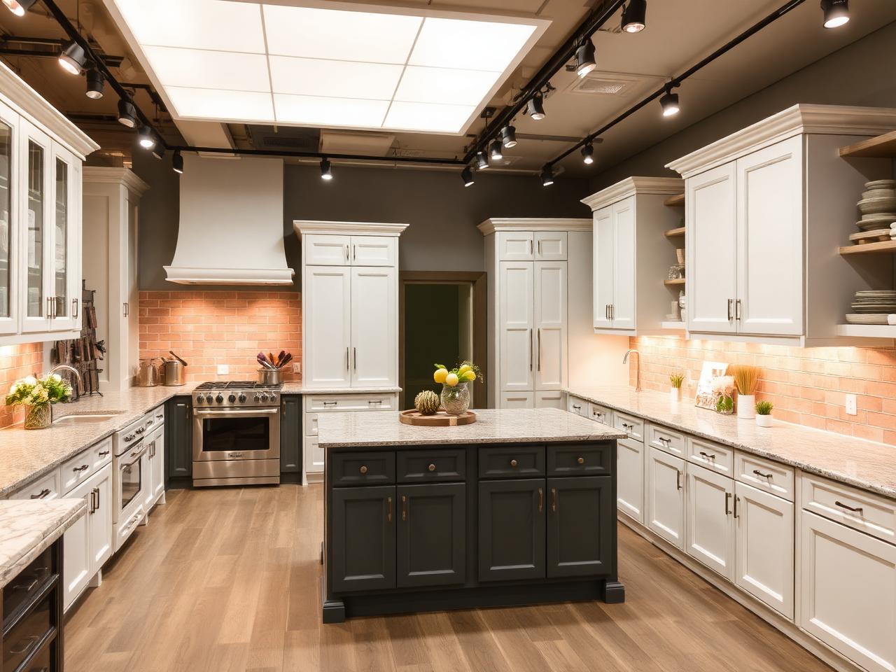 Fitted kitchen displays in a range of styles, colours and finishes